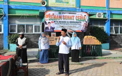 MTsN 11 Indramayu Gelar Senam Sehat Bersama 17 SD/MI se-Kecamatan Terisi